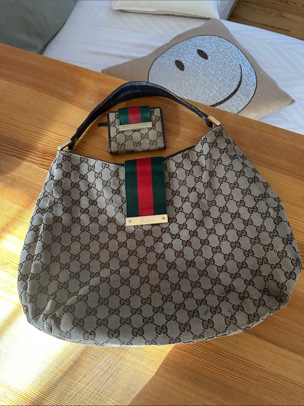 Gucci GG Canvas Web Hobo Bag – Style 211933 213048